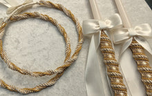 Load image into Gallery viewer, Stefana Crowns Gold, Greek Wedding Lambathes, Greek Orthodox Crowns and Candles, Στέφανα Γάμου