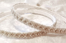 Load image into Gallery viewer, Silver Crystal Greek Stefana Crowns, Orthodox Wedding Crowns, White Stefana Crown Set