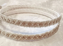 Load image into Gallery viewer, Silver Crystal Greek Stefana Crowns, Orthodox Wedding Crowns, White Stefana Crown Set