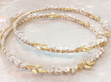 Load image into Gallery viewer, Stefana Gold Leaf, Stefana Crowns, Greek Orthodox Crowns, Stephana in Ivory or White