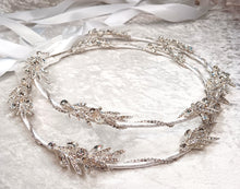 Load image into Gallery viewer, Crystal Leaf Greek Orthodox Stefana Crowns, Silver White Stefana