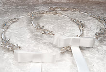 Load image into Gallery viewer, Crystal Leaf Greek Orthodox Stefana Crowns, Silver White Stefana