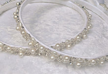 Load image into Gallery viewer, Greek Stefana Crowns, Orthodox Wedding Crowns, Pearl Rhinestone Stefana Silver & Gold Options