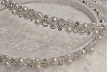 Load image into Gallery viewer, Greek Stefana Crowns, Orthodox Wedding Crowns, Pearl Rhinestone Stefana Silver & Gold Options
