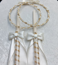 Load image into Gallery viewer, Greek Orthodox Wedding Lambathes and Stefana Crowns in Ivory or White with Gold or Silver Accents (Copy)