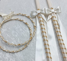 Load image into Gallery viewer, Greek Orthodox Wedding Lambathes and Stefana Crowns in Ivory or White with Gold or Silver Accents (Copy)