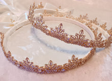 Load image into Gallery viewer, Stefana Set, Gold Crystal Stefana, Greek Orthodox Crowns, Royal Stefana Crowns