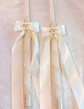 Load image into Gallery viewer, Pearl Stefana Crowns / Greek Wedding Lambathes / Gold Leaf Stefana / Orthodox Wedding Crowns and Candles / Stephana