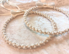 Load image into Gallery viewer, Stefana Crowns Pearl, Greek Wedding Candles, Stefana Lambathes Set, Ivory Stefana Candle Set