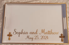 Load image into Gallery viewer, Greek Wedding Tray, Stefana Tray, Personalized Stefana Crown Tray, Modern Stefana Tray, Greek Couples Gift