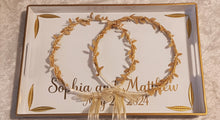 Load image into Gallery viewer, Greek Wedding Tray, Stefana Tray, Personalized Stefana Crown Tray, Modern Stefana Tray, Greek Couples Gift
