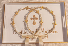 Load image into Gallery viewer, Greek Wedding Tray, Stefana Tray, Personalized Stefana Crown Tray, Modern Stefana Tray, Greek Couples Gift