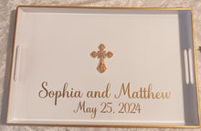 Load image into Gallery viewer, Greek Wedding Tray, Stefana Tray, Personalized Stefana Crown Tray, Modern Stefana Tray, Greek Couples Gift