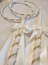 Load image into Gallery viewer, Stefana Lambathe Set, Orthodox Wedding Crowns, Greek Stefana, Greek Wedding Candles
