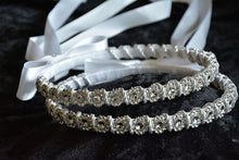 Load image into Gallery viewer, Greek Orthodox Stefana and Wedding Candle Set in White or Ivory with Silver Bling Accents