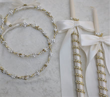 Load image into Gallery viewer, Greek Orthodox Wedding Lambathes and Stefana Crowns in Ivory or White with Gold or Silver Accents