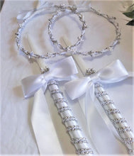 Load image into Gallery viewer, Greek Orthodox Wedding Lambathes and Stefana Crowns in Ivory or White with Gold or Silver Accents
