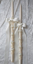 Load image into Gallery viewer, Greek Lambathes Wedding Candles - Pearl Rhinestone Lambades Wedding - Othodox Wedding Candles
