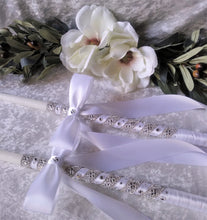 Load image into Gallery viewer, Crystal Stefana & Wedding Candle Set in White or Ivory