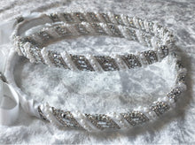 Load image into Gallery viewer, Crystal Pearl Stefana Crowns, Greek Orthodox Wedding Crowns, Wedding Stefana White or Ivory