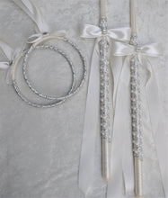 Load image into Gallery viewer, Crystal Rhinestone and Pearl Greek Orthodox Stefana and Wedding Candle Set