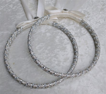 Load image into Gallery viewer, Crystal Stefana Lambathes Set, Orthodox Wedding Crowns, Greek Stefana, Rhinestone Stefana, Greece Wedding Crowns, 24" Lambades, White Stefana