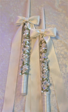 Load image into Gallery viewer, Pearl Stefana Lambathes Set, Orthodox Wedding Crowns, Greek Stefana, Greek Wedding Candles