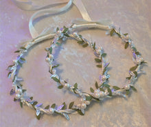 Load image into Gallery viewer, Pearl Stefana Lambathes Set, Orthodox Wedding Crowns, Greek Stefana, Greek Wedding Candles