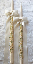Load image into Gallery viewer, Greek Lambathes Wedding Candles - Lambades Wedding - Olive Leaf Wedding Candles
