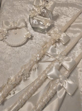 Load image into Gallery viewer, Greek Orthodox Baptism Lambades - Ivory Baptismal Set - Oil Bottle Baptism Set - Baptism Candles