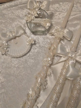 Load image into Gallery viewer, Greek Orthodox Baptism Lambades - Ivory Baptismal Set - Oil Bottle Baptism Set - Baptism Candles