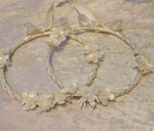 Load image into Gallery viewer, Greek Stefana Candle Set, Ivory Floral Wedding Lambathes, Orthodox Wedding Crowns, Greece Wedding Lambades