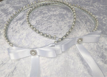 Load image into Gallery viewer, Greek Stefana Crowns with Dainty White Pearls and Rhinestones