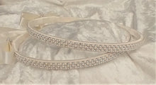 Load image into Gallery viewer, Pearl Rhinestone Stefana Crowns, Greek Orthodox Wedding Crowns, Wedding Stefana in White or Ivory