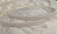 Load image into Gallery viewer, Pearl Rhinestone Stefana Crowns, Greek Orthodox Wedding Crowns, Wedding Stefana in White or Ivory