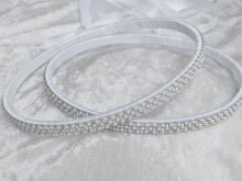 Load image into Gallery viewer, Pearl Rhinestone Stefana Crowns, Greek Orthodox Wedding Crowns, Wedding Stefana in White or Ivory