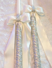 Load image into Gallery viewer, Greek Lambathes Wedding Candles - White Pearl Rhinestone Wedding Candles - Lambades Wedding