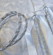 Load image into Gallery viewer, Elegant Crystal Rhinestone Greek Orthodox Stefana and Wedding Candle Set