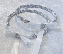 Load image into Gallery viewer, Crystal Greek Stefana Crowns, Orthodox Wedding Crowns, Wedding Stefana in White or Ivory