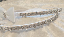 Load image into Gallery viewer, Stefana Lambathes Set, Orthodox Wedding Crowns, Greek Stefana, Crystal Rhinestone Stefana, Greece Wedding Crowns, 24" Lambades, White Stefana