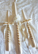 Load image into Gallery viewer, Greek Orthodox Baptism Lambades - Baptismal Set - Oil Bottle Baptism Set - Baptism Candles