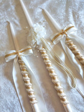 Load image into Gallery viewer, Greek Orthodox Baptism Lambades - Baptismal Set - Oil Bottle Baptism Set - Baptism Candles