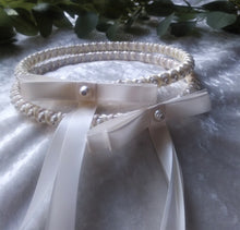Load image into Gallery viewer, Greek Stefana Crowns, Orthodox Wedding Crowns, Rhinestone Pearl Wedding Stefana