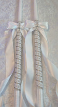 Load image into Gallery viewer, Greek Lambathes Wedding Candles - White Pearl Rhinestone Wedding Candles - Lambades Wedding