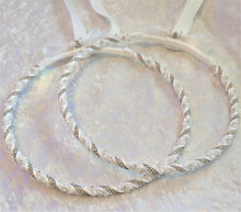 Load image into Gallery viewer, Rhinestone Pearl Stefana Lambathe Set, Orthodox Wedding Crowns, Greek Stefana, Greece Wedding Crowns, Greek Lambades, White Stefana