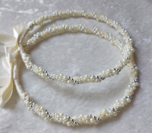 Load image into Gallery viewer, Greek Stefana Crowns, Orthodox Wedding Crowns, Wedding Stefana in White, Ivory, Pearl, Silver or Gold