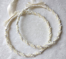 Load image into Gallery viewer, Greek Stefana Crowns, Orthodox Wedding Crowns, Wedding Stefana in White, Ivory, Pearl, Silver or Gold