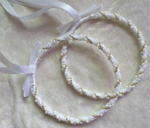 Load image into Gallery viewer, Greek Stefana Crowns, Orthodox Wedding Crowns, Wedding Stefana in White, Ivory, Pearl, Silver or Gold