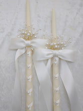 Load image into Gallery viewer, Pearl Stefana Lambathes Set, Orthodox Wedding Crowns, Greek Stefana, Greek Wedding Candles