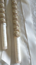 Load and play video in Gallery viewer, Greek Lambathes Wedding Candles - Gold Lambades Wedding - Othodox Wedding Candles
